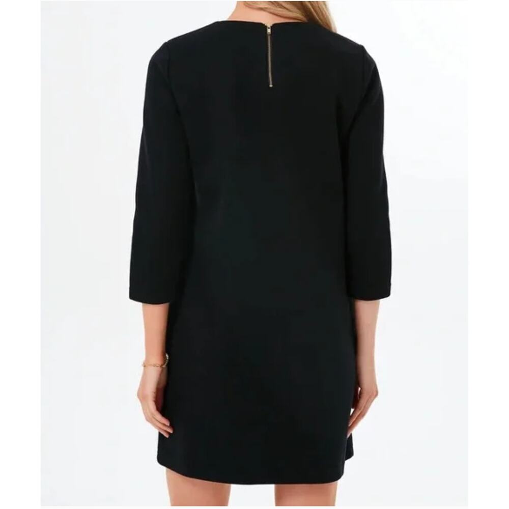 Tuckernuck Francois Black Mod Shift Dress Luxury Pockets 3/4 Sleeve Chic - Picture 12 of 12